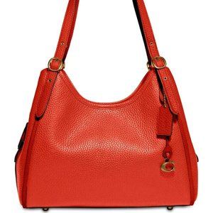 Coach Red and Orange Leather Shoulder Bag with Slouchy Silhouette